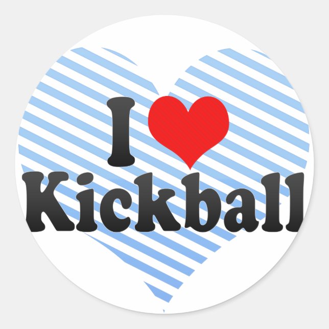 I Love Kickball Classic Round Sticker (Front)