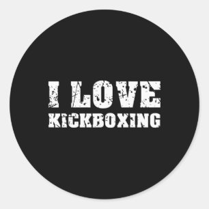I Love Kickboxing Gym Fitness For Men Women Retro Classic Round Sticker