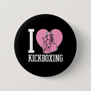 I Love Kickboxing Heart Funny Cute Boxing Martial 6 Cm Round Badge