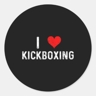 I Love Kickboxing - Heart Kickboxers Martial Arts Classic Round Sticker