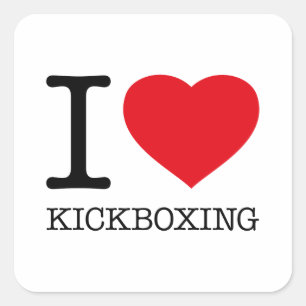I LOVE KICKBOXING SQUARE STICKER