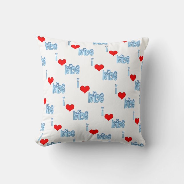 I Love Kids Throw Pillow (Front)