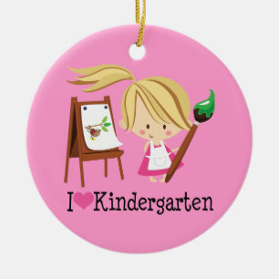 I Love Kindergarten Teacher or Student Gift Ceramic Tree Decoration