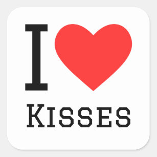 I love kisses square sticker