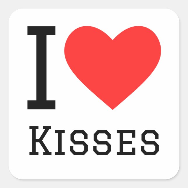 I love kisses square sticker (Front)
