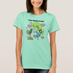 I love kissing my bird cute cartoon T-Shirt