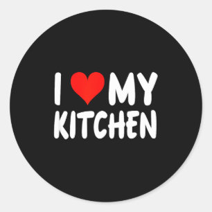I Love Kitchen - Heart - Funny Cute Cook Remodel C Classic Round Sticker