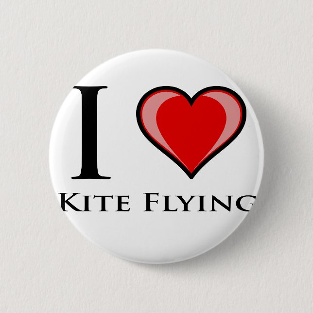 I Love Kite Flying 6 Cm Round Badge (Front)
