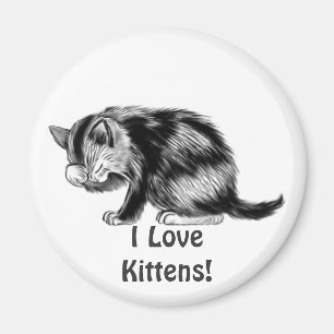 I Love Kittens Tabby Cat Animal-lover Art Magnet