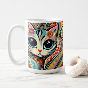 I Love Kitties Cat Mexican Folk Art Talavera Style Coffee Mug