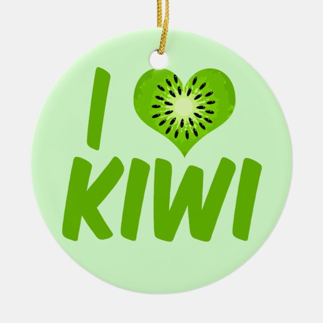 I Love Kiwi Ceramic Tree Decoration (Front)
