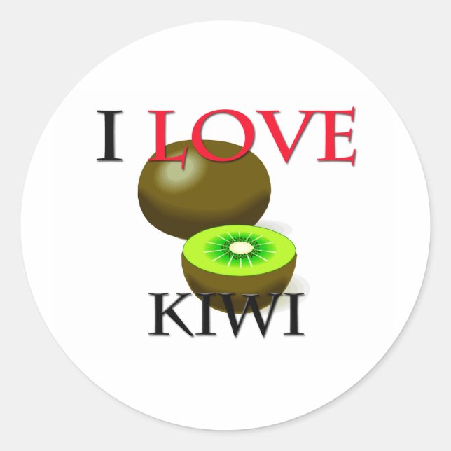 I Love Kiwi Classic Round Sticker (Front)