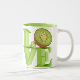 I LOVE KIWI(Kiwi Fruits/Kiwi Berry) Two-Tone Coffee Mug