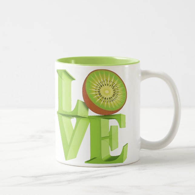 I LOVE KIWI(Kiwi Fruits/Kiwi Berry) Two-Tone Coffee Mug (Right)