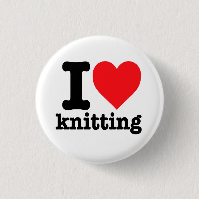 "I love knitting" 3 Cm Round Badge (Front)