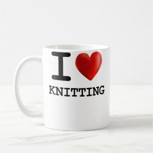 I Love Knitting Heart T Shirt Gift Funny Present Coffee Mug