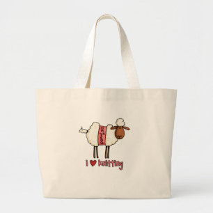 i love knitting large tote bag