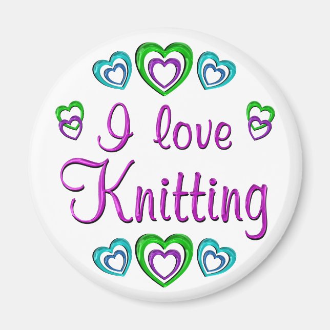 I Love Knitting Magnet (Front)