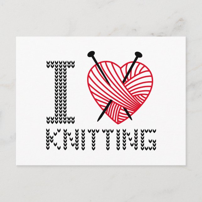I love knitting, word art, text design postcard (Front)