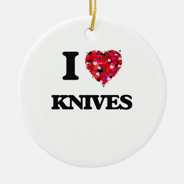 I Love Knives Ceramic Tree Decoration (Front)