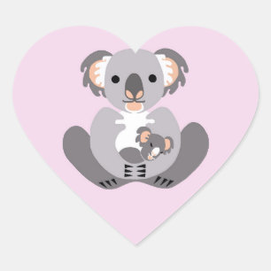 I love KOALA BEARS - Animal lover -Nature -Pink Heart Sticker