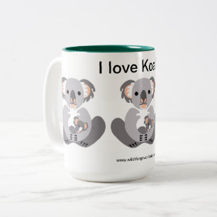  I love KOALAS- Australia - Marsupial - Two-Tone Coffee Mug