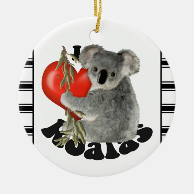 I Love Koalas Ceramic Tree Decoration (Front)