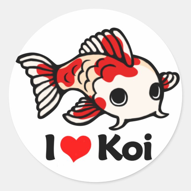 I Love Koi Classic Round Sticker (Front)