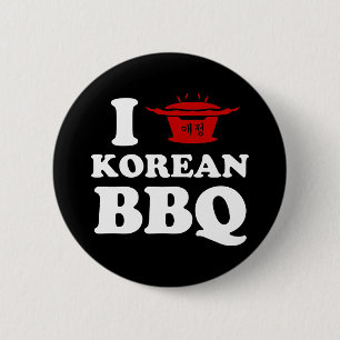 I Love Korean BBQ (고기구이) 6 Cm Round Badge
