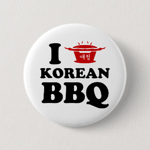 I Love Korean BBQ (고기구이) 6 Cm Round Badge