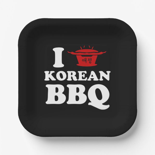 I Love Korean BBQ (고기구이) Paper Plate (Front)