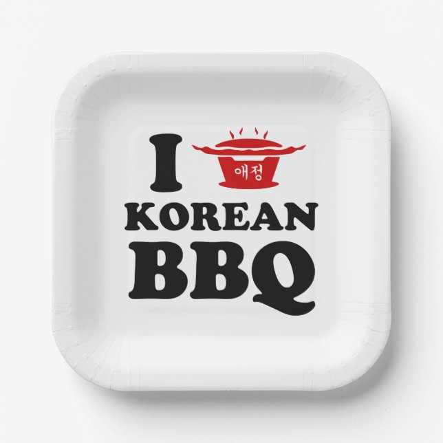 I Love Korean BBQ (고기구이) Paper Plate (Front)