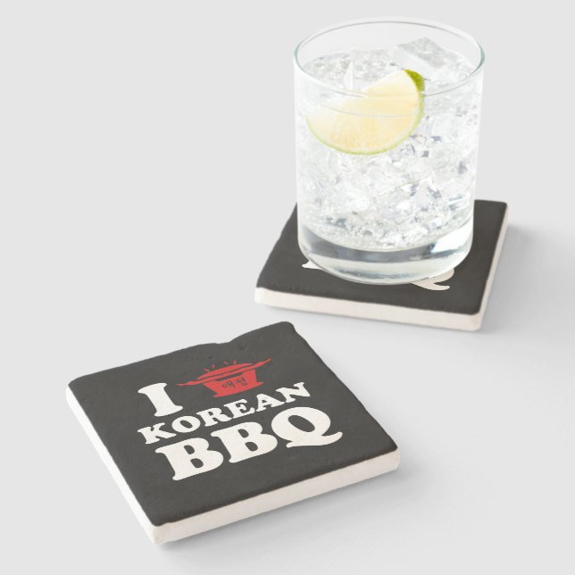 I Love Korean BBQ (고기구이) Stone Coaster (Side)