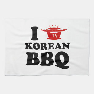 I Love Korean BBQ (고기구이) Tea Towel