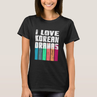 I love Korean Dramas distressed colour bars T-Shirt