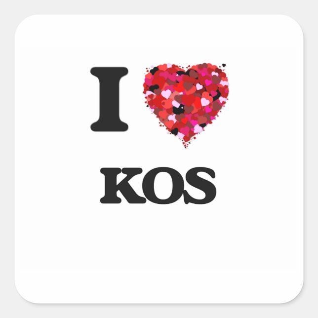 I Love Kos Square Sticker (Front)
