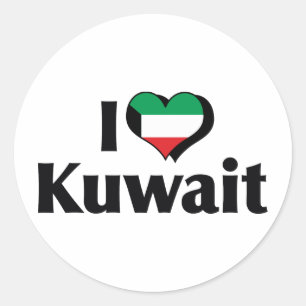 I Love Kuwait Flag Classic Round Sticker
