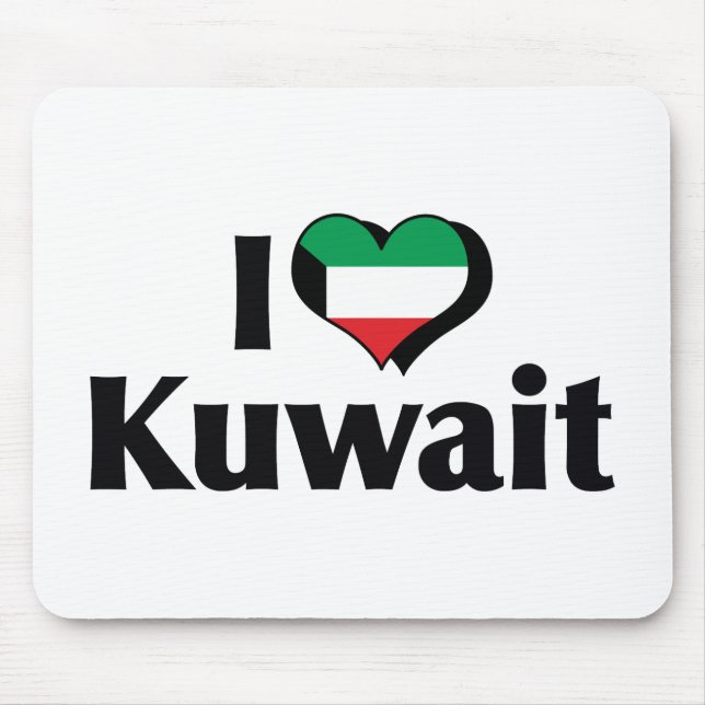 I Love Kuwait Flag Mouse Mat (Front)