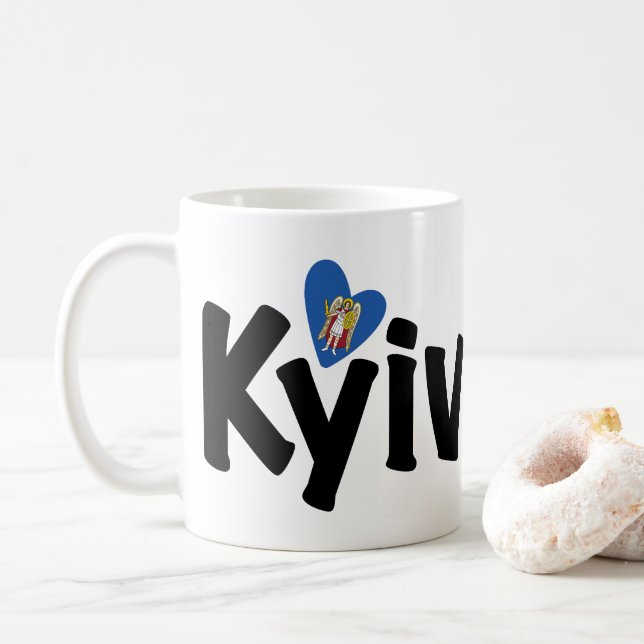 I Love Kyiv, Україна, Ukraine Coffee Mug (With Donut)
