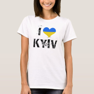 I Love Kyiv with Ukraine flag heart T-Shirt