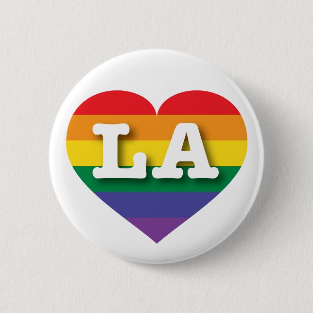 I Love LA Rainbow Heart 6 Cm Round Badge (Front)