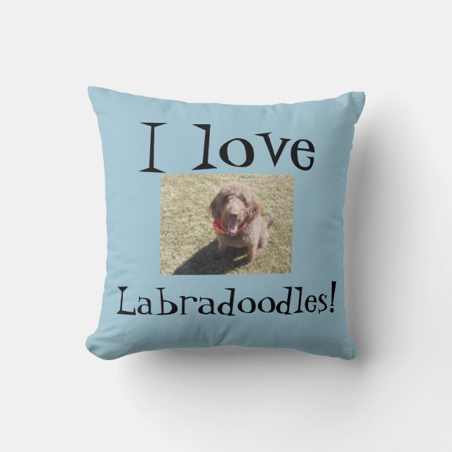 I Love Labradoodles Pillow (Front)