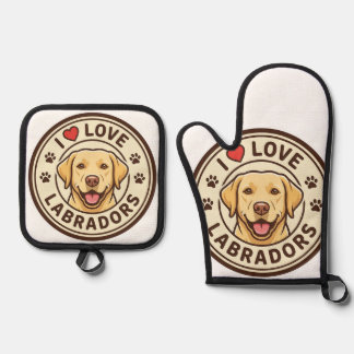 I Love Labradors Oven Mitt & Pot Holder Set