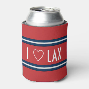 I Love Lacrosse Red White Blue Can Cooler