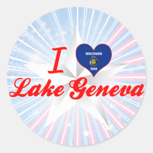 I Love Lake Geneva, Wisconsin Classic Round Sticker