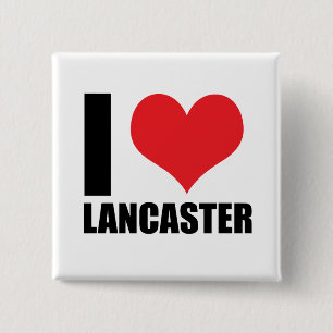 I love Lancaster 15 Cm Square Badge