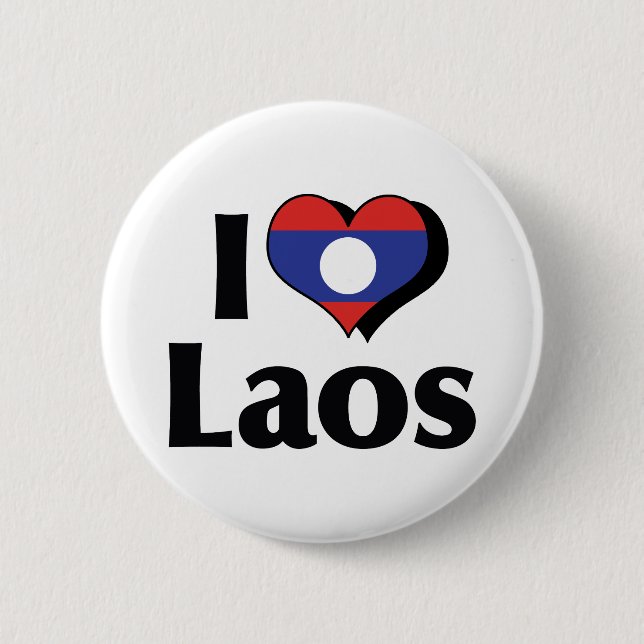 I Love Laos Flag 6 Cm Round Badge (Front)