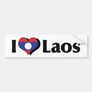 I Love Laos Flag Bumper Sticker