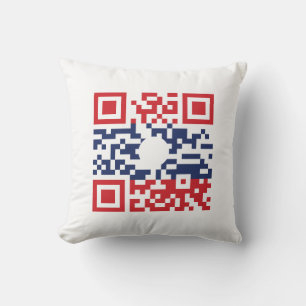 I Love Laos (Khoy Huk Lao) Flag QR Code   Lao Geek Cushion