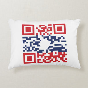 I Love Laos (Khoy Huk Lao) Flag QR Code   Lao Geek Decorative Cushion